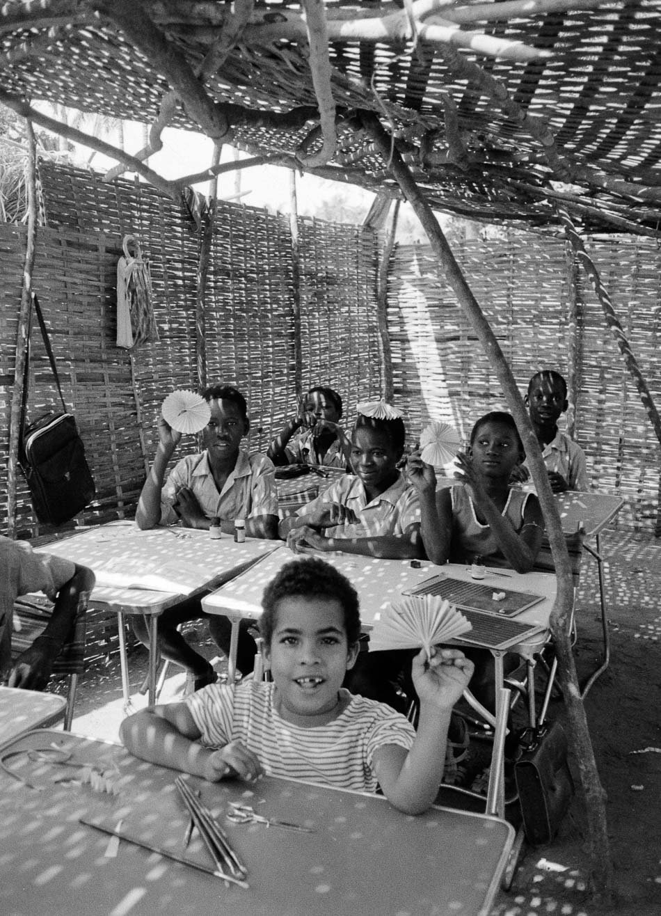 Students inside of a PAIGC classroom in a primary school in the liberated areas, 1974.